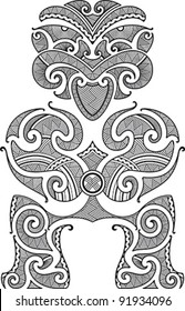 Tiki the first man. Maori style tattoo design. Vector illustration.