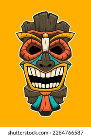 Tiki God Mask Cartoon Pacific