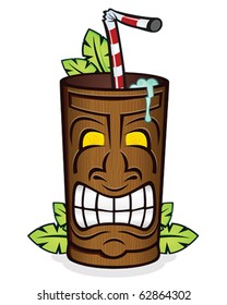 Tiki God Wooden Cup Cartoon Character