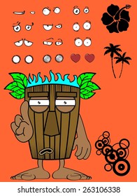 tiki hawaiian mask cartoon expression set in vector format very easy to edit