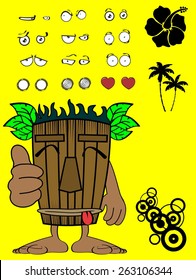 tiki hawaiian mask cartoon expression set in vector format very easy to edit