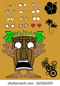 tiki hawaiian mask cartoon expression set in vector format very easy to edit