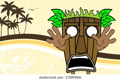 tiki hawaiian mask cartoon summer background in vector format very easy to edit