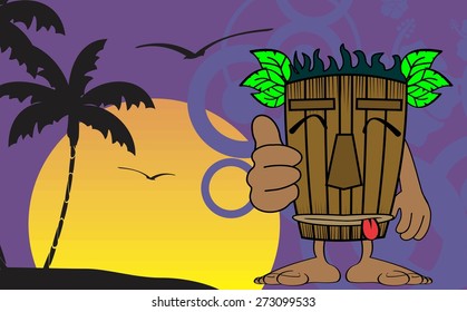 tiki hawaiian mask cartoon summer background in vector format very easy to edit