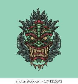 tiki head mask illustration. culture illustration