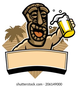 tiki hold a glass of beer