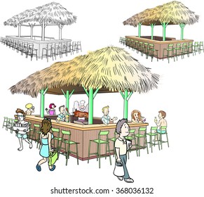 Tiki Hut Bar Vector Art