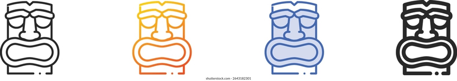 tiki icon.Thin Linear, Gradient, Blue Stroke and bold Style Design Isolated On White Background