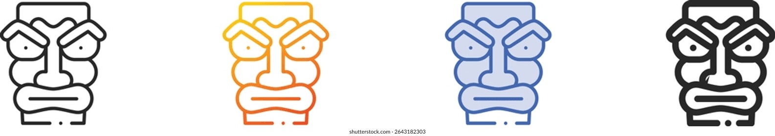 tiki icon.Thin Linear, Gradient, Blue Stroke and bold Style Design Isolated On White Background
