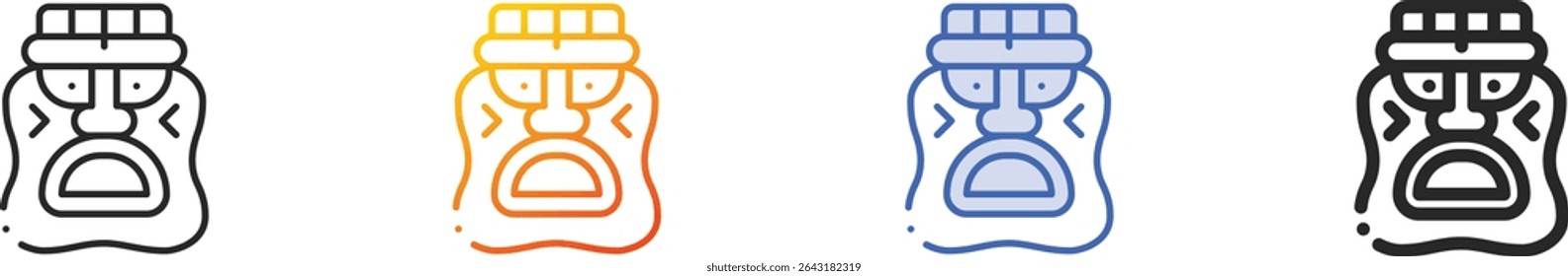 tiki icon.Thin Linear, Gradient, Blue Stroke and bold Style Design Isolated On White Background