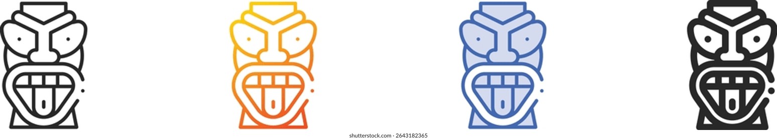 tiki icon.Thin Linear, Gradient, Blue Stroke and bold Style Design Isolated On White Background