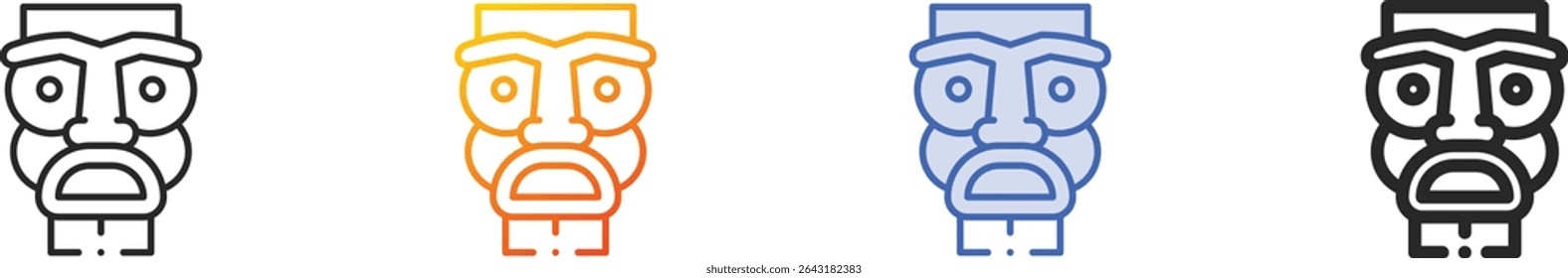 tiki icon.Thin Linear, Gradient, Blue Stroke and bold Style Design Isolated On White Background