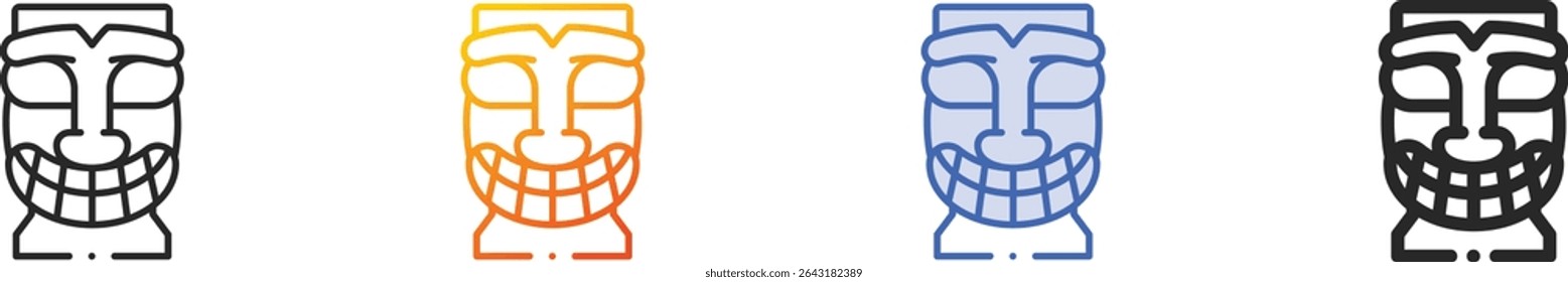 tiki icon.Thin Linear, Gradient, Blue Stroke and bold Style Design Isolated On White Background