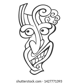 Tiki idol  flat  Line Art illustration of tiki idol vector icon for web design