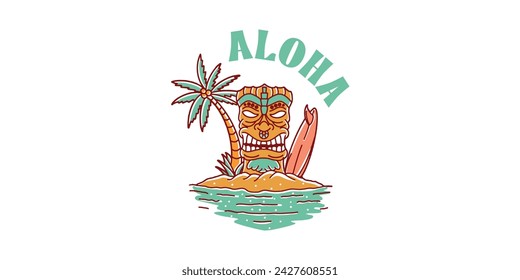 tiki illustration aloha vector logo svg