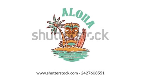 tiki illustration aloha vector logo