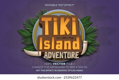 tiki island aventura texto efeito editável vetor 3d para o jogo 