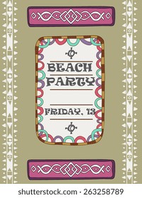 Tiki island party. Flyer template in pretty retro style Tiki island party. Flyer template in pretty retro style