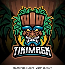 Tiki mask esport mascot logo design