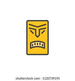 Tiki mask filled outline icon, line vector sign, linear colorful pictogram isolated on white. tiki totem symbol, logo illustration. Pixel perfect vector graphics