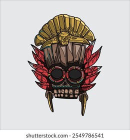 Tiki mask hand drawn illustration artwork
