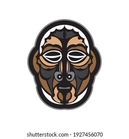 Tiki mask in Hawaiian style. Good for t-shirt prints, cups, phone cases and tattoos. Isolated. Vector 
