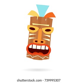 Tiki mask head. Vector illustration isolated on white background