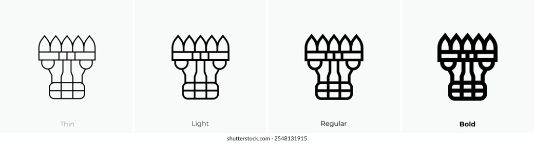 tiki mask icon. Thin, Light Regular And Bold style design isolated on white background