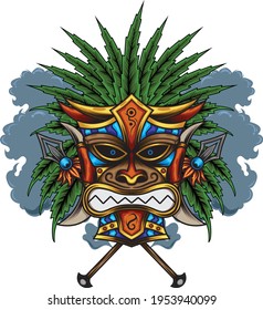 Tiki mask illustration available for your custom project