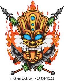 Tiki mask illustration available for your custom project