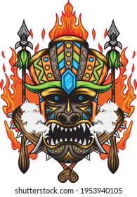 Tiki mask illustration available for your custom project