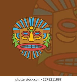 tiki mask illustration for logo and tshirt design 01