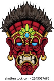 Tiki mask illustration with premium quality stock vector