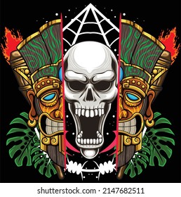 Tiki mask illustration with premium quality stock vector