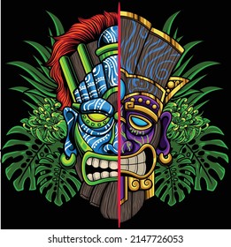 Tiki mask illustration with premium quality stock vector