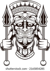 Tiki mask illustration with premium quality stock vector