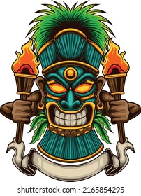 Tiki mask illustration with premium quality stock vector