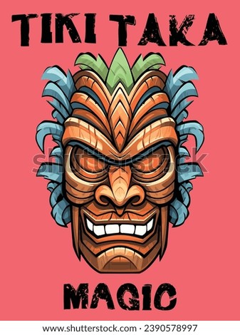 Tiki mask illustration, tiki mask vector art, design element for tshirt, sweatshirt, postor. Printable illustration vector art