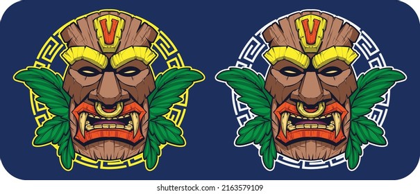 tiki mask illustration, vector, logo