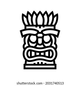 tiki mask line icon vector. tiki mask sign. isolated contour symbol black illustration