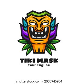 Tiki mask logo vector illustration