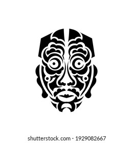 Tiki mask. Maori or polynesia pattern. Good for prints and tattoos. Isolated. Vector illustration.