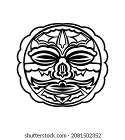 Tiki mask. Maori or polynesia pattern. Good for prints and tattoos. Isolated. Vector