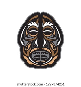 Tiki mask in Maori style. Good for t-shirt prints, cups, phone cases and tattoos. Isolated. Vector