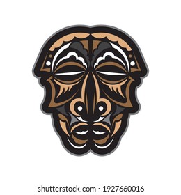 Tiki mask in Maori style. Good for t-shirt prints, cups, phone cases and tattoos. Isolated. Vector illustration.