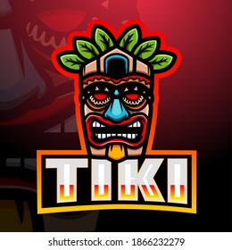 Tiki mask mascot esport logo design