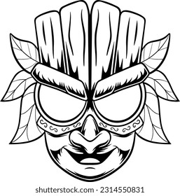 tiki mask mascot logo design vector illustration