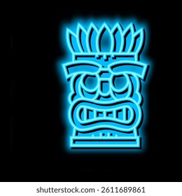 tiki mask neon light sign vector. tiki mask illustration