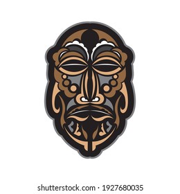 Tiki mask on a white background. Good for t-shirt prints, cups, phone cases and tattoos. Isolated. Vector illustration.