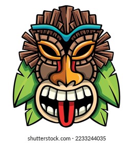 Tiki mask for surfing bar - vector illustration